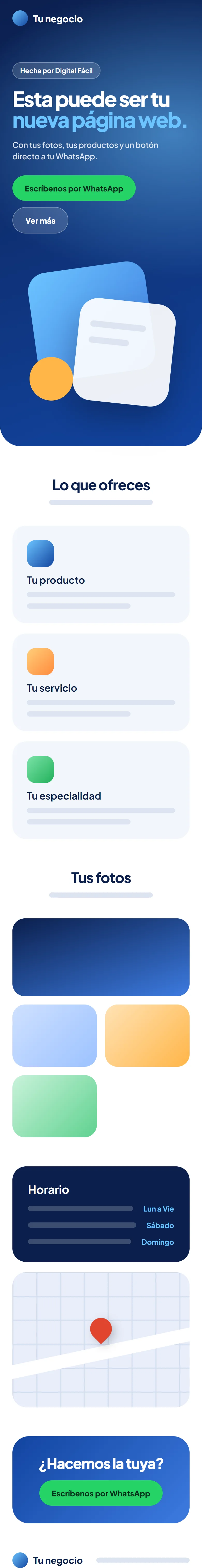 Ejemplo de página web en un celular